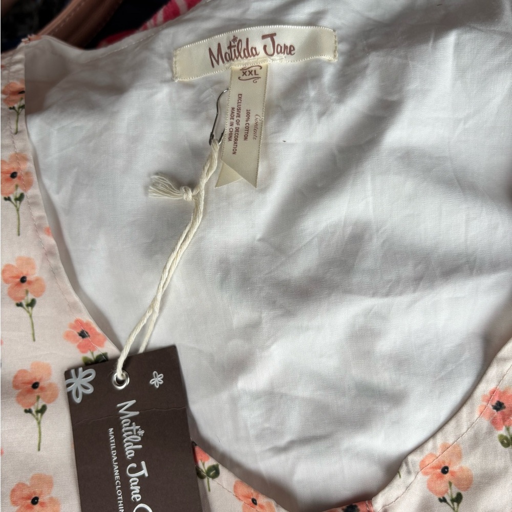 Matilda Jane White Dress with Pink Floral Pattern